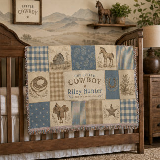 Personalisierte Baby-Jungen Western-Cowboy-Patchwo Decke