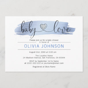 Personalisierte Baby-Liebe blaue weiße JUNGE Einladung