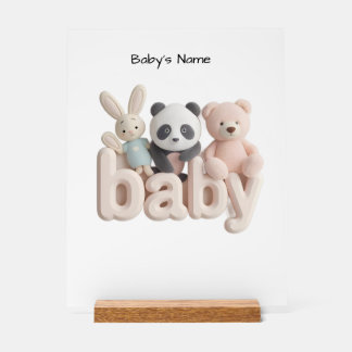 Personalisierte Baby-Namen-Wandkunst – Süße Tierki Acrylschild