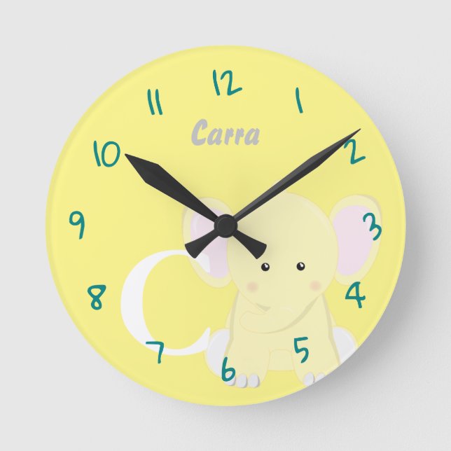 Personalisierte Baby Pastell Gelbe Uhr (Vorderseite)