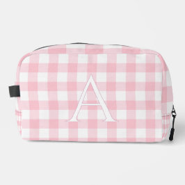 Personalisierte Baby-Rosa-Gingham-Kulturbeutel Waschbeutel
