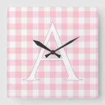 Personalisierte Baby-Rosa-Gingham-Monogramm