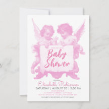 Personalisierte Baby Shower Rosa Engel