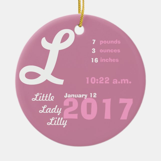Personalisierte Baby-Verzierung Keramikornament (Vorne)