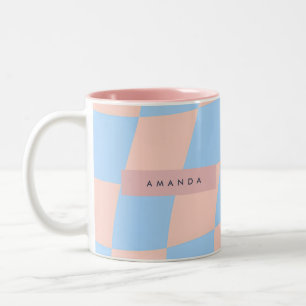 Personalisierte Babyblaue und Pfirsichfarbene Well Zweifarbige Tasse