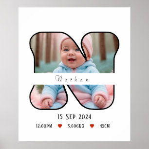Personalisierte Babybrik N mit Grenze - Poster
