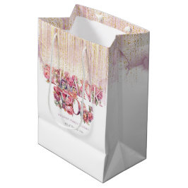 Personalisierte Babydusche Blumenbriefe Rosa Gold Mittlere Geschenktüte