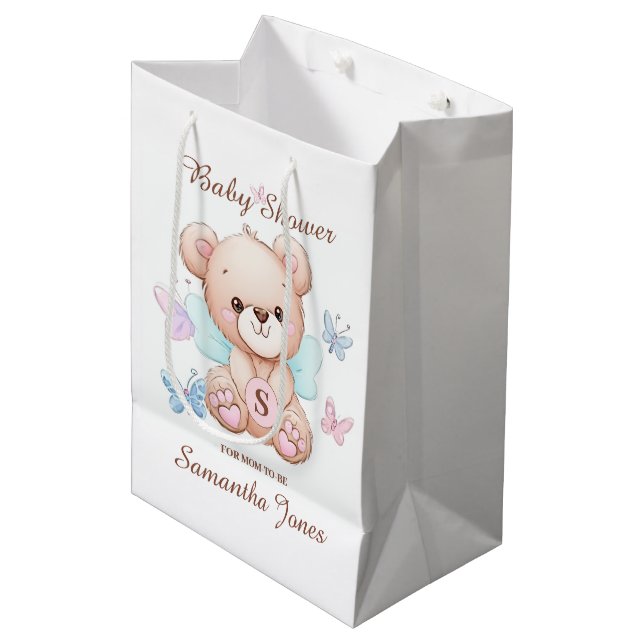 Personalisierte Babydusche Mittlere Geschenktüte (Vorderseite Schrägansicht)
