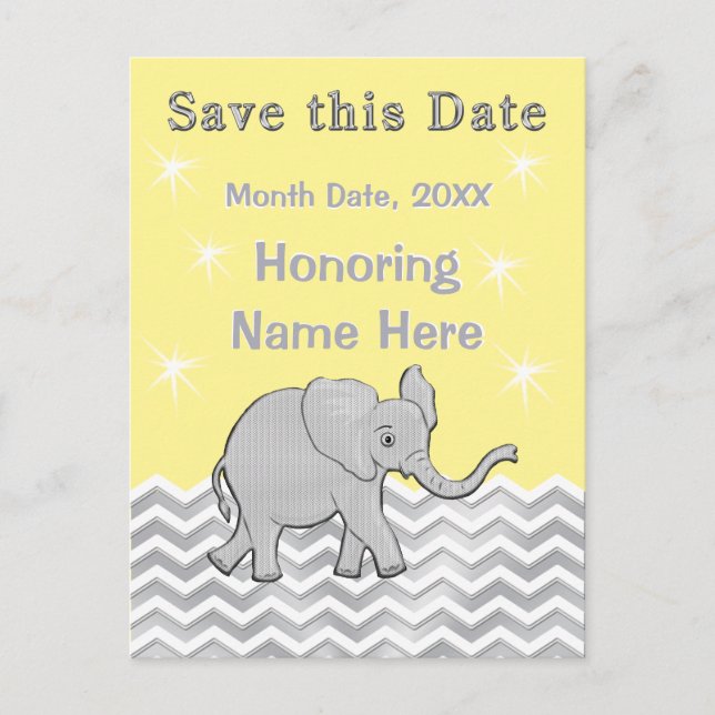 Personalisierte Babydusche Save the Date Ankündigungspostkarte (Vorderseite)