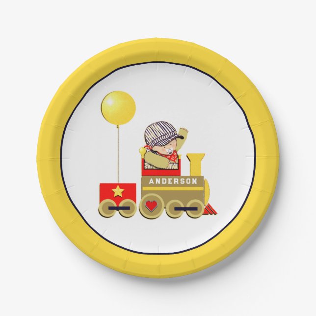 Personalisierte Babyduschplatte Pappteller (Vorderseite)