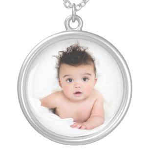 Personalisierte Babyfoto-Vorlage Versilberte Kette