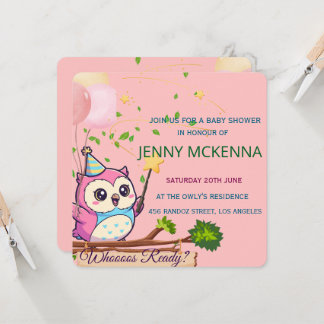 Personalisierte Babyparty-Einladung, Eulen-Design Einladung