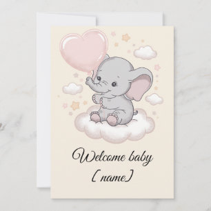 Personalisierte Babyparty-Grußkarte – Süßer Elefan Karte