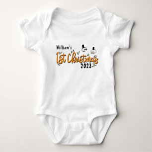 Personalisierte Babys Erste Weihnachten, Snowman X Baby Strampler
