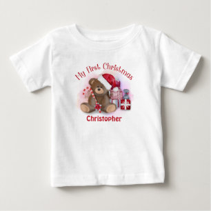 Personalisierte Babys Erster Weihnachtsbär Baby T-shirt
