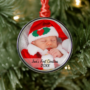 Personalisierte Babys Erstes Weihnachtsjahr Foto J Ornament Aus Metall