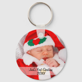 Personalisierte Babys Erstes Weihnachtsjahr Foto J Schlüsselanhänger