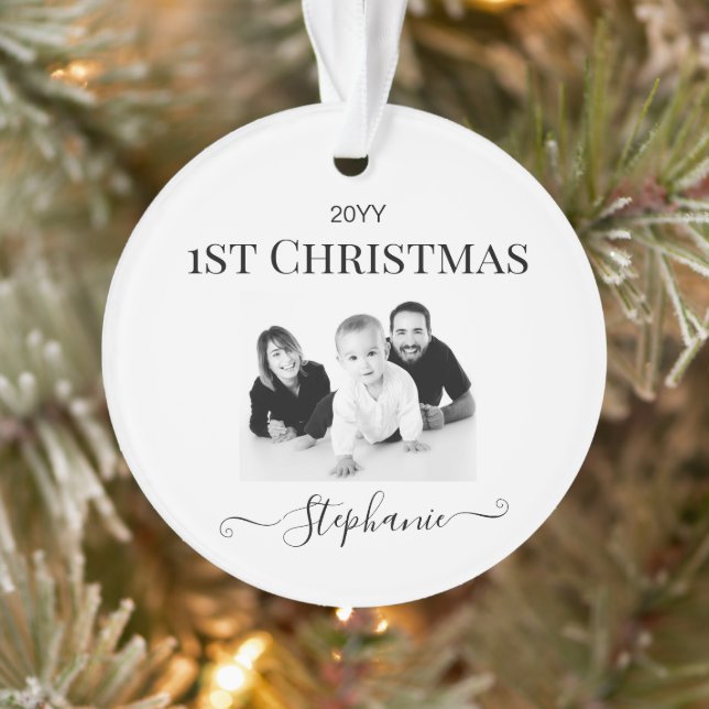 Personalisierte Babys Jahr des Fotos mit Vorweihna Ornament (Baum)