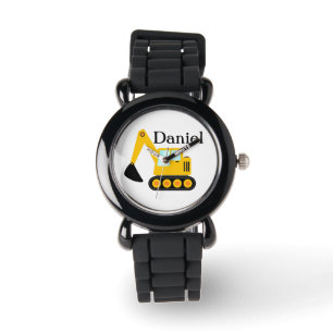 Personalisierte Backhoe Black Kid's Watch Armbanduhr