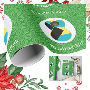 Personalisierte bahamaische Flagge Schwarzer Engel Geschenkpapier