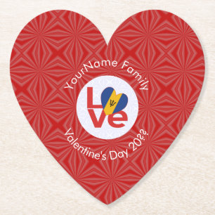 Personalisierte Bajan-Rote-LOVE-Flagge Untersetzer