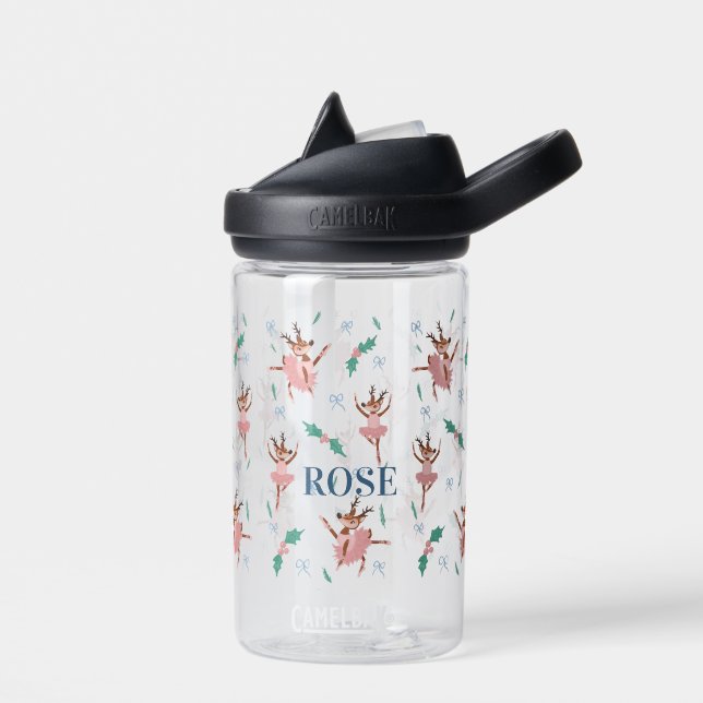 Personalisierte Ballerina Fawn Baby Deer und Bows Trinkflasche (Links)