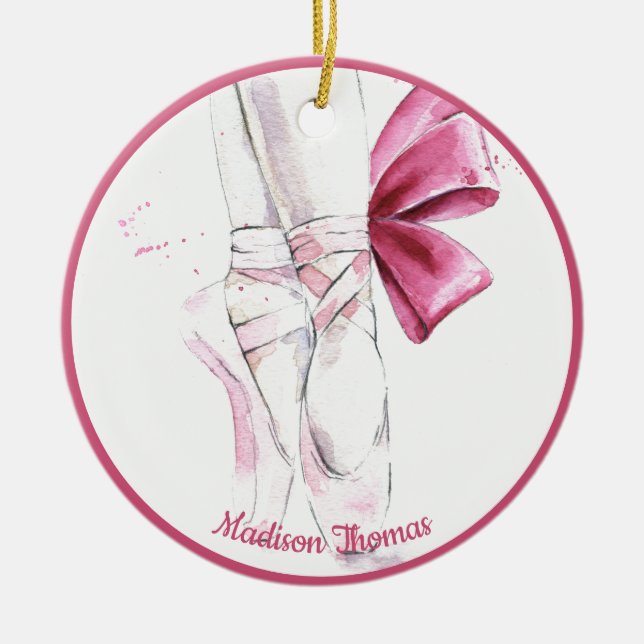 Personalisierte Ballet-Slippers, rosa Keramik Ornament (Vorne)