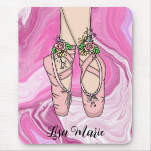 Personalisierte Ballet Slippers Rosa und Weiß Marm Mousepad