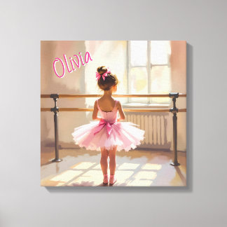 Personalisierte Ballett-Themen-Ballerina in Rosa Leinwanddruck