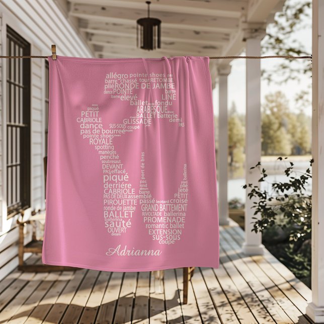 Personalisierte Ballettschuh-Typografie  Fleecedecke (Von Creator hochgeladen)
