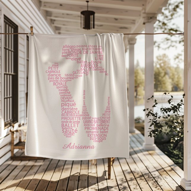 Personalisierte Ballettschuh-Typografie  Fleecedecke (Von Creator hochgeladen)