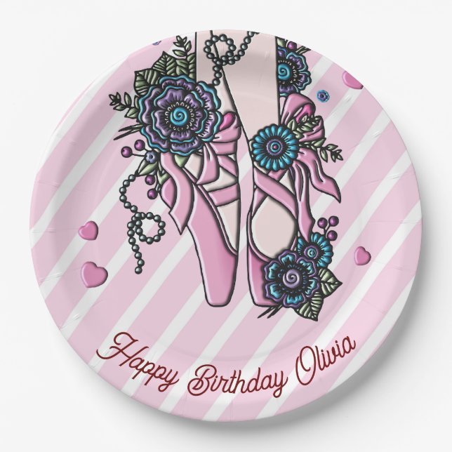 Personalisierte Ballettschuhe Pappteller (Vorderseite)
