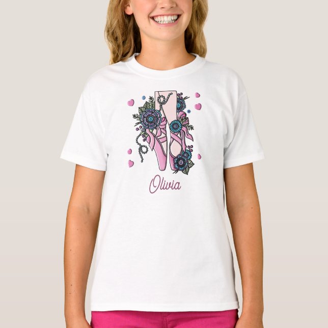 Personalisierte Ballettschuhe T-Shirt (Vorderseite)