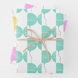 Personalisierte Ballonparty Geburtstag Taufe Geschenkpapier Set