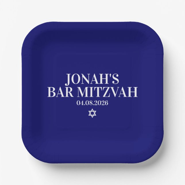 Personalisierte Bar Mitzvah Papierplatte Pappteller (Vorderseite)