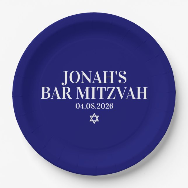 Personalisierte Bar Mitzvah Papierplatte Pappteller (Vorderseite)