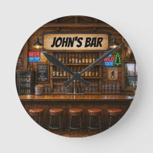 Personalisierte Bar-Uhr Runde Wanduhr