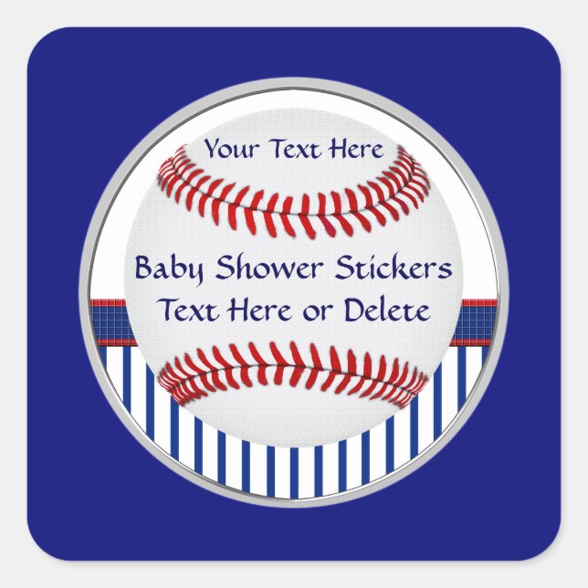 Personalisierte Baseball-Baby-Duschen-Aufkleber Quadratischer Aufkleber (Vorderseite)