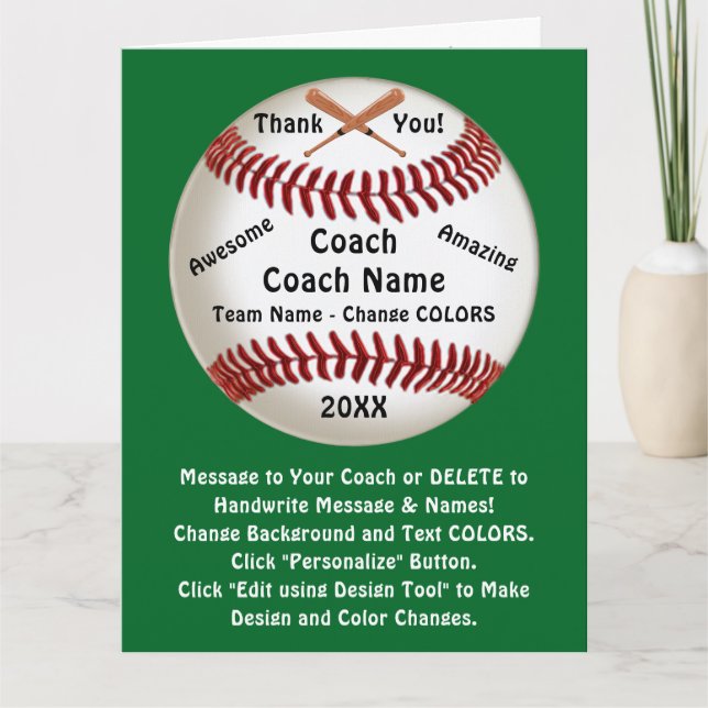 Personalisierte Baseball-Coach-Karte, Karte (Vorderseite)