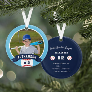 Personalisierte Baseball-Foto- und Player-Status Ornament