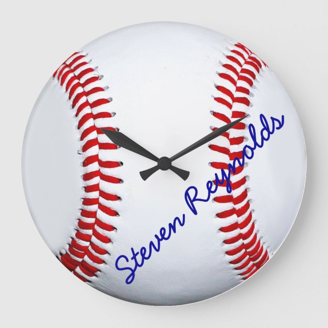 Personalisierte Baseball-Großmauer-Uhr Große Wanduhr (Vorderseite)
