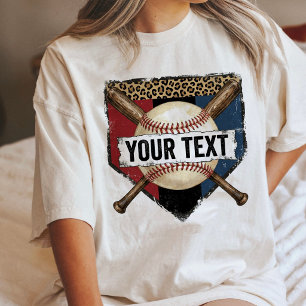 Personalisierte Baseball-Heimplatte Leopardendruck Tri-Blend Shirt