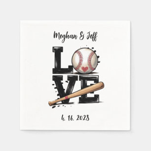 Personalisierte Baseball-Hochzeit Serviette