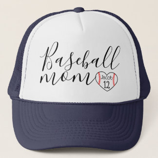 personalisierte Baseball-Mom-Trucker-Mütze Herz Na Truckerkappe
