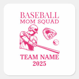 Personalisierte Baseball-Mutter Quadratischer Aufkleber