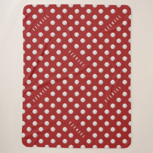 Personalisierte Baseball-Name-Decke – Rot & Weiß Sherpadecke