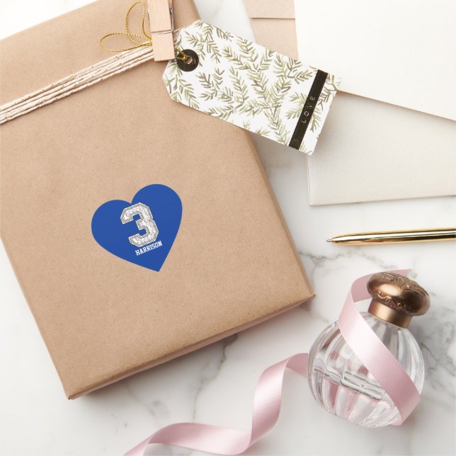 Personalisierte Baseball-Nummer 3 Herz-Aufkleber (Schenken)