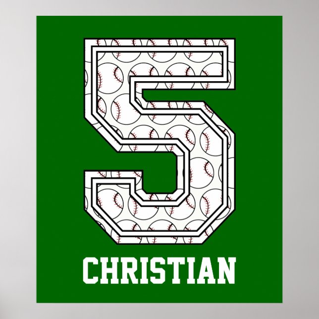 Personalisierte Baseball-Nummer 5 Poster (Vorne)