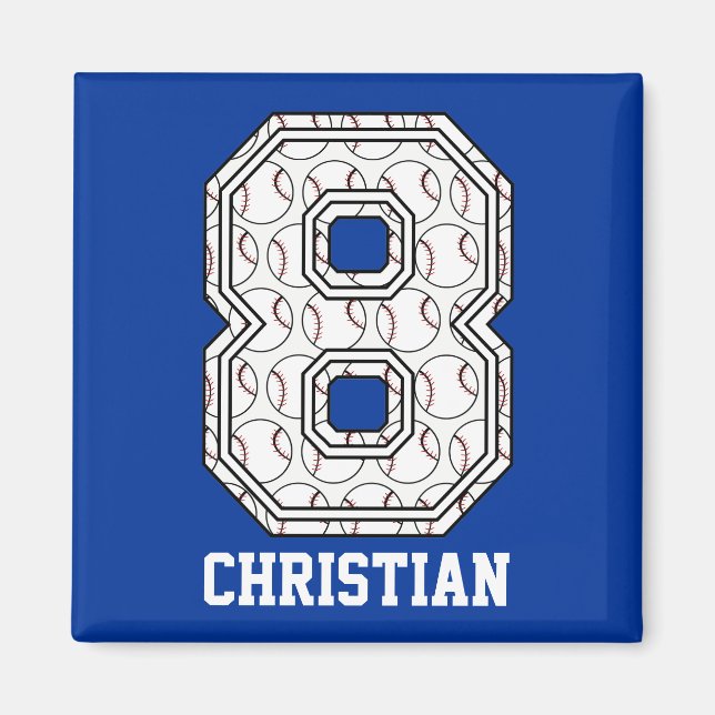 Personalisierte Baseball-Nummer 8 Magnet (Vorne)
