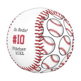 Personalisierte Baseball Red White Black Player Ba